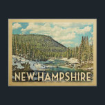 New Hampshire Vintage Travel Snowy Winter Nature Postcard<br><div class="desc">New Hampshire snowy winter scene featuring a river flowing through the mountains and a blue sky with puffy clouds. A lovely nature outdoors image for campers,  hikers and adventure seekers.</div>