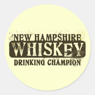 New Hampshire Whiskey Drinking Champion Classic Round Sticker