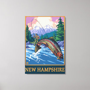 New HampshireAngler Fisherman Scene Canvas Print