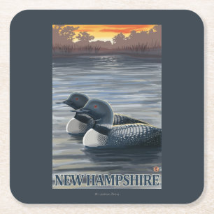 New HampshireCommon Loon Square Paper Coaster