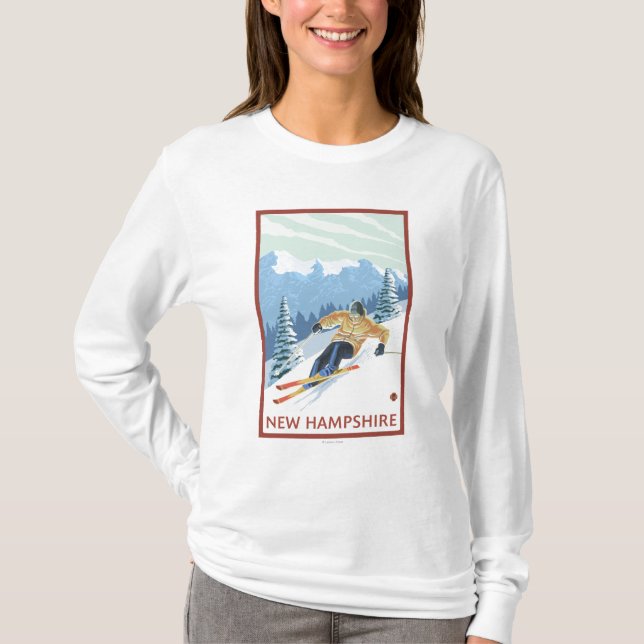 New HampshireDownhill Skier Scene T-Shirt (Front)