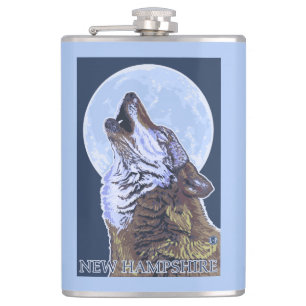 New HampshireHowling Wolf Hip Flask
