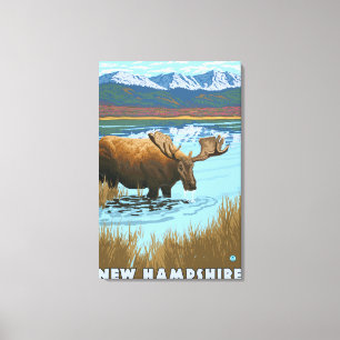 New HampshireMoose Drinking in Lake Canvas Print