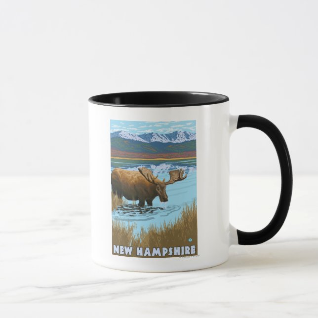 New HampshireMoose Drinking in Lake Mug (Right)