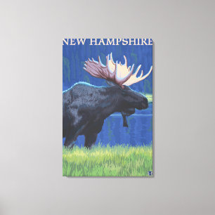 New HampshireMoose in the Moonlight Canvas Print