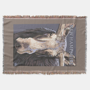 New HampshireMoose Up Close Throw Blanket