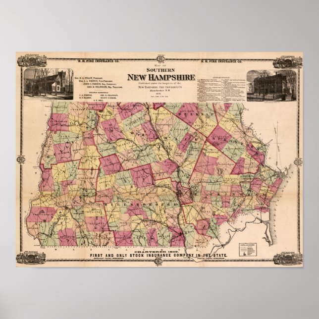 New HampshirePanoramic MapNew Hampshire Poster (Front)