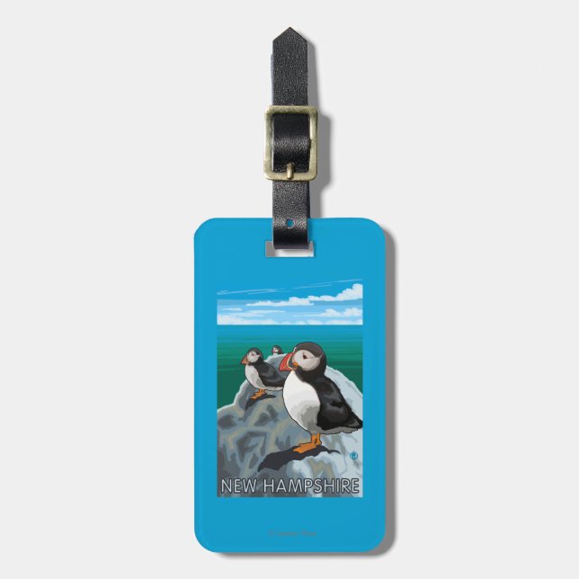New HampshirePuffins Scene Luggage Tag (Front Vertical)