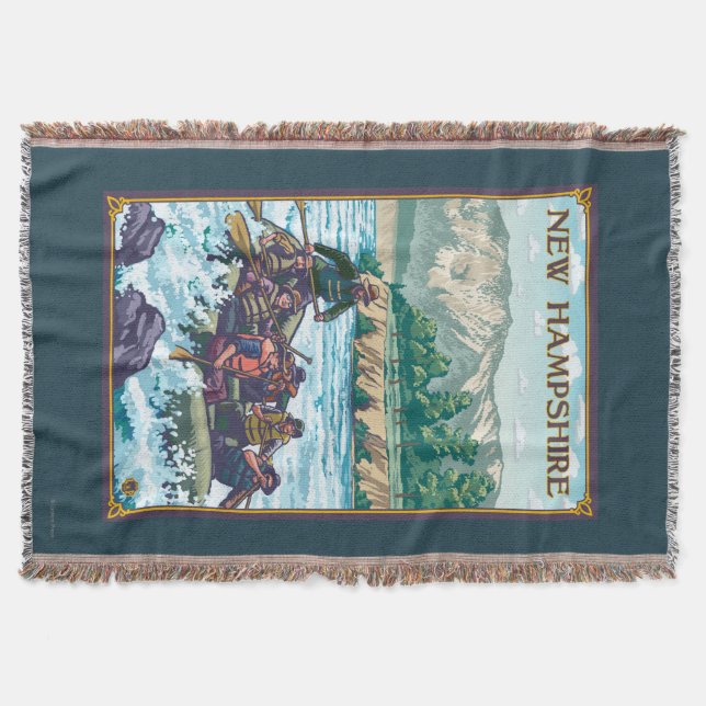 New HampshireRiver Rafting Scene Throw Blanket (Front)