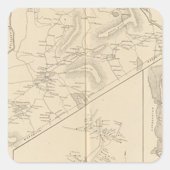 New Hampton, Belknap Co Square Sticker (Front)