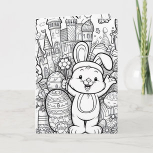 New Happy Colouring Easter Card to Colour 