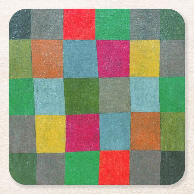 New Harmony, Paul Klee Square Paper Coaster (Front)