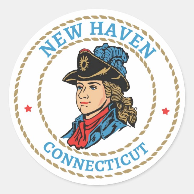 New Haven Connecticut Colonial Classic Round Sticker (Front)