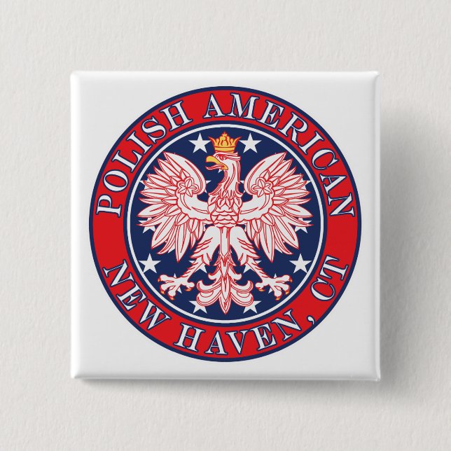 New Haven Connecticut Polish 15 Cm Square Badge (Front)