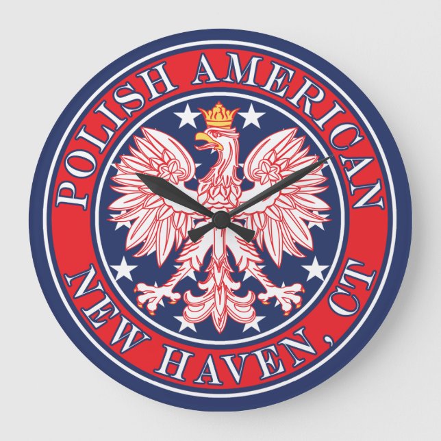 New Haven Connecticut Polish Eagle Large Clock (Front)