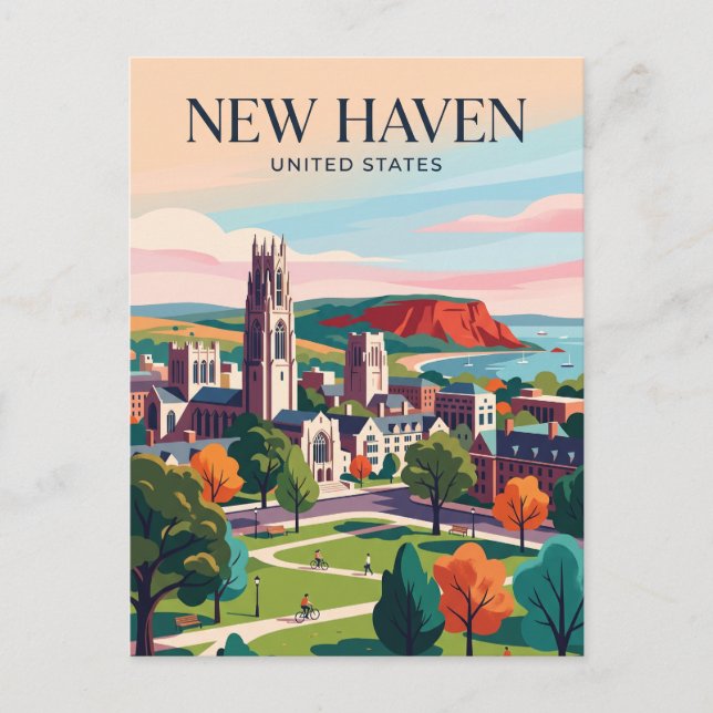 New Haven Connecticut Postcard (Front)