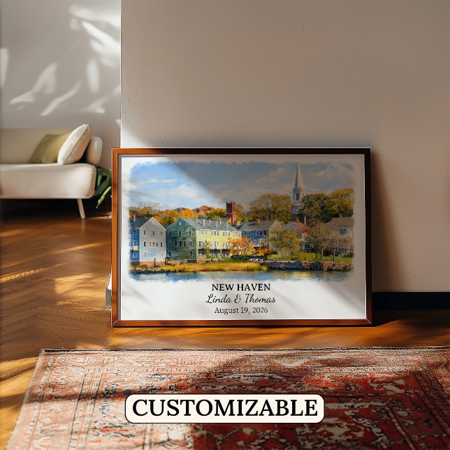 New Haven Connecticut Poster, Watercolor, Custom Poster (Creator Uploaded)