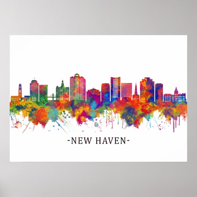 New Haven Connecticut Skyline Poster (Front)