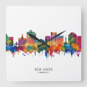 New Haven Connecticut Skyline Square Wall Clock