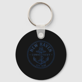 New Haven Connecticut Vintage Anchor Design Key Ring