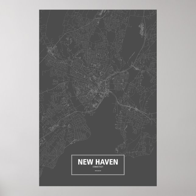New Haven, Connecticut (white on black) Poster (Front)