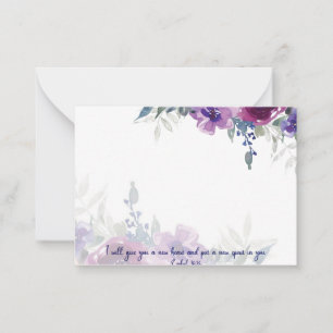New heart, new spirit. watercolor floral Christian Card