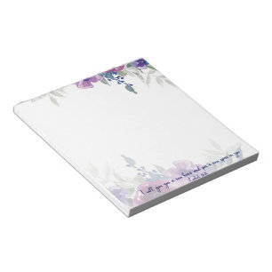 New heart scripture watercolor floral  notepad