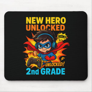 New Hero Unlocked 2nd Grade Gamer Kids Tee Mouse Pad