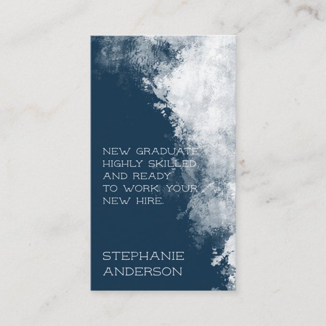 New Hire | Blue White Texture Business Card (Front)