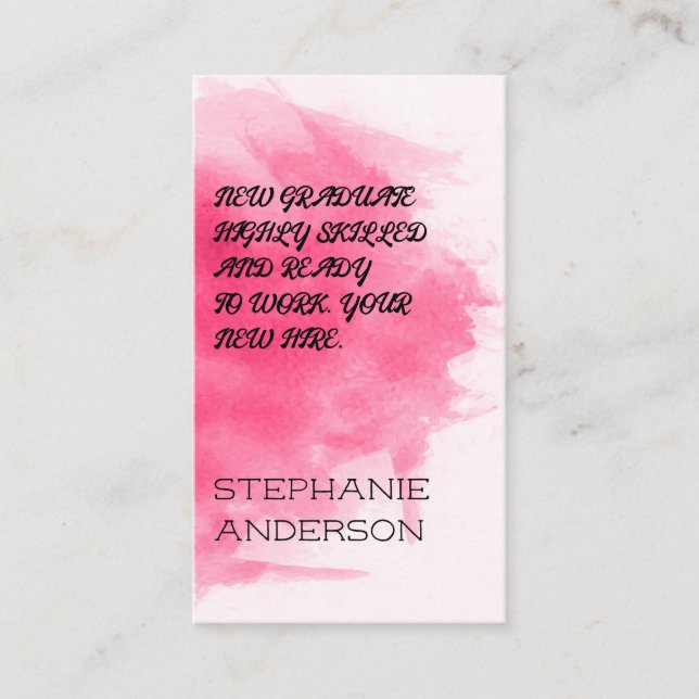 New Hire | Watercolor Texture Business Card (Front)