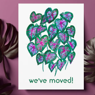 NEW HOME ADDRESS Caladium Leaves Watercolor Chic Postcard