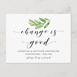 New Home Address, Greenery, Moving Announcement Postcard