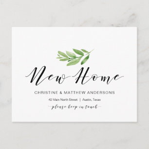 New Home Address, Greenery, Moving Announcement Postcard