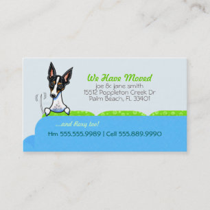 New Home Address Happy Dog Blue Business Card