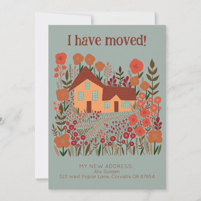 New Home Address I Have Moved Farmhouse Flowers  Card (Front)