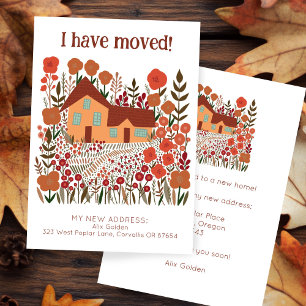 New Home Address I Have Moved Farmhouse Flowers Card