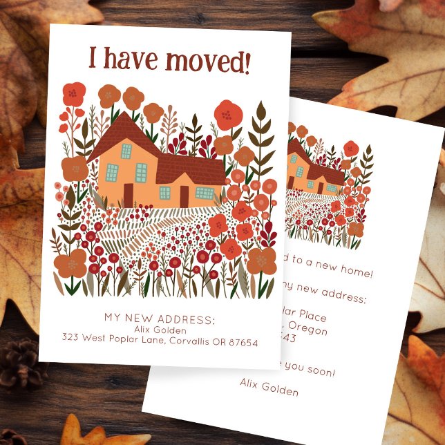 New Home Address I Have Moved Farmhouse Flowers  Card (New Home Address I Have Moved Farmhouse Flowers Autumn Card
)