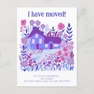 New Home Address I Have Moved Farmhouse Flowers  Postcard