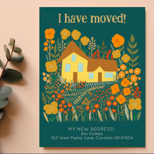 New Home Address I Have Moved Farmhouse Flowers  Postcard
