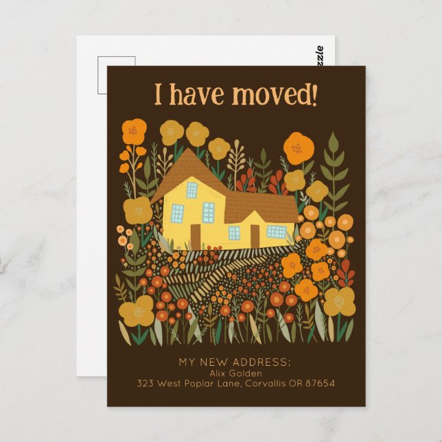 New Home Address I Have Moved Farmhouse Flowers  Postcard (Front/Back)