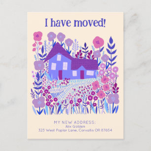 New Home Address I Have Moved Farmhouse Flowers  Postcard