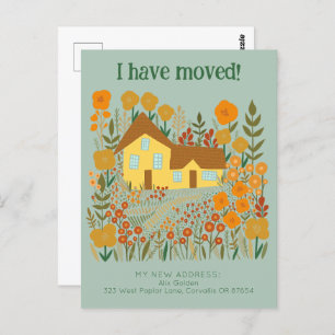 New Home Address I Have Moved Farmhouse Flowers Postcard