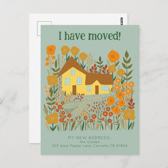 New Home Address I Have Moved Farmhouse Flowers  Postcard (Front/Back)