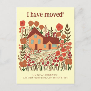 New Home Address I Have Moved Farmhouse Flowers  Postcard