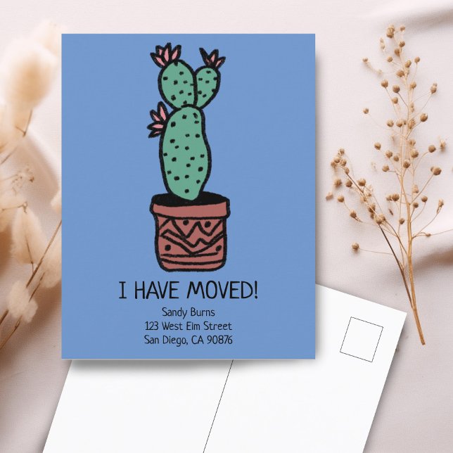 New Home Address Moving Announcement Cactus Doodle Postcard (New Home Address Moving Announcement Cactus Doodle Postcard
)
