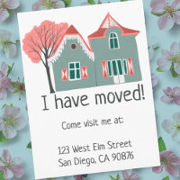 New Home Address Moving Announcement Cute House