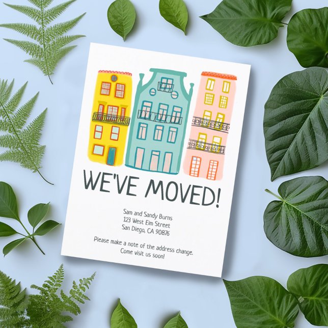 New Home Address Moving Announcement Cute Houses Postcard (Creator Uploaded)