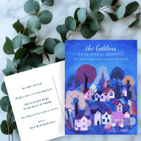 New Home Address Moving Cute Country Village Art