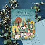 New Home Address Moving Cute Country Village Art Postcard<br><div class="desc">Customise this moving announcement card with your own text on the front and back! Click on “Personalise” above to edit the text. Then click "edit using design tool" to adjust the fonts, colours and placements. Check my shop for more or let me know if you'd like something custom! I can...</div>