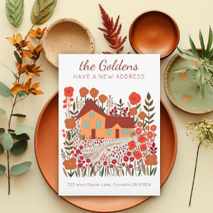 New Home Address Moving Farmhouse Flowers Autumn Card